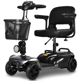 FreeLite+ Mid-Sized Foldable Electric Mobility Scooter, Lithium Battery, Long Range and Easy Charging, Grey