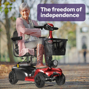 FreeLite+ Mid-Sized Foldable Electric Mobility Scooter, Lithium Battery, Long Range and Easy Charging, Red