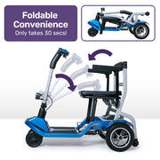 Ultra-Lightweight Folding Electric Mobility Scooter, 19kg with Battery Removed, 120kg Capacity, Long Range, Brushless Motor, Portable, Blue