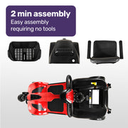 FreeLite+ Mid-Sized Foldable Electric Mobility Scooter, Lithium Battery, Long Range and Easy Charging, Red
