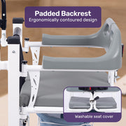 4in1 Patient Lift Transfer Chair, Easy Hydraulic Height Adjustment, Shower Compatible, Over Toilet, Removable Commode, for Seniors Elderly Disabled