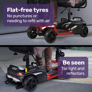 FreeLite+ Mid-Sized Foldable Electric Mobility Scooter, Lithium Battery, Long Range and Easy Charging, Red