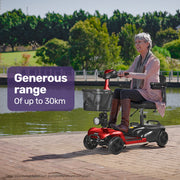 FreeLite+ Mid-Sized Foldable Electric Mobility Scooter, Lithium Battery, Long Range and Easy Charging, Red