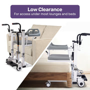 4in1 Patient Lift Transfer Chair, Easy Hydraulic Height Adjustment, Shower Compatible, Over Toilet, Removable Commode, for Seniors Elderly Disabled