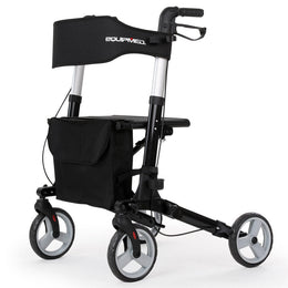Foldable Aluminium Walking Frame Rollator with Bag and Seat Black