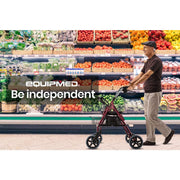4 Wheel Aluminium Rollator Walker for Elderly, Red