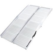 123cm Portable Folding Aluminium Access Ramp 272kg Rated, Silver, for Wheelchair, Mobility Scooter