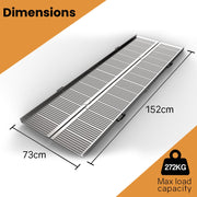 152cm Portable Folding Aluminium Access Ramp, 272kg Rated, for Wheelchair, Mobility Scooter, Rollator - Silver