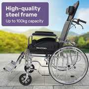 Folding Manual Reclining Wheelchair Self Propelled, 24