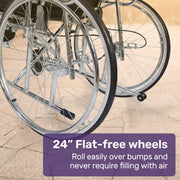 Folding Manual Reclining Wheelchair Self Propelled, 24