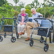 4 Wheel Lightweight Rollator Walker, Aluminium Frame, Seat, Carry Bag, for Seniors, Blue
