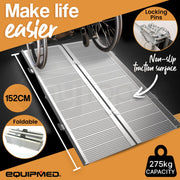 152cm Portable Folding Aluminium Access Ramp, for Wheelchair, Mobility Scooter, Rollator