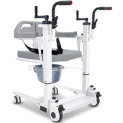4in1 Patient Lift Transfer Chair, Manual Height Adjustment, Shower Compatible, Over Toilet, Removable Commode, for Seniors Elderly Disabled