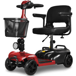 FreeLite+ Mid-Sized Foldable Electric Mobility Scooter, Lithium Battery, Long Range and Easy Charging, Red