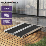91cm Portable Folding Aluminium Access Ramp, 272kg Rated, Black Ultra-Grip, for Wheelchair, Mobility Scooter