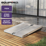 91cm Portable Folding Aluminium Access Ramp, 272kg Rated, for Wheelchair, Mobility Scooter, Rollator