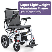 Ultra-Light Power Wheelchair, Tight Turning Electric Motorised Wheel Chair, Folding, ARTG Certified, Aluminium Frame, Lithium Battery, Grey