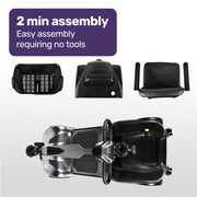 FreeLite+ Mid-Sized Foldable Electric Mobility Scooter, Lithium Battery, Long Range and Easy Charging, Grey