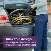 Kids Paediatric Wheelchair, 100kg Rated, 110-140cm Rider Height, Quick Folding, Adjustable Footrests, 22