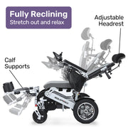 Power Electric Wheelchair, Folding, ARTG Certified, Recline Adjustment, Headrest, Aluminium Frame, Lithium Battery, Folding