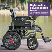 Electric Folding Wheelchair, Wide Bariatric Chair Seat, Comfortable for S-XL, Long Range, Lithium Battery, Black/Grey