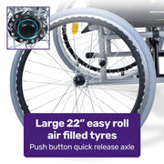 Kids Premium Paediatric Wheelchair, Lightweight Aluminium, 22