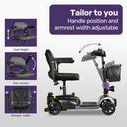 FreeLite+ Mid-Sized Foldable Electric Mobility Scooter, Lithium Battery, Long Range and Easy Charging, Grey