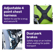 Kids Premium Paediatric Wheelchair, Lightweight Aluminium, 22