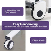 4in1 Patient Lift Transfer Chair, Manual Height Adjustment, Shower Compatible, Over Toilet, Removable Commode, for Seniors Elderly Disabled