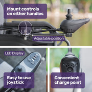 Electric Folding Wheelchair, Wide Bariatric Chair Seat, Comfortable for S-XL, Long Range, Lithium Battery, Black/Grey