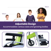 Kids Premium Paediatric Wheelchair, Lightweight Aluminium, 22