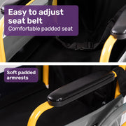 Kids Paediatric Wheelchair, 100kg Rated, 110-140cm Rider Height, Quick Folding, Adjustable Footrests, 22