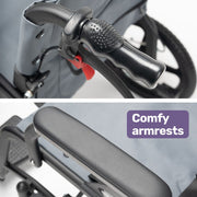 Folding Transit Wheelchair, Lightweight Aluminium for Easy Transport, Grey