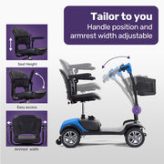 FreeRoam+ Mid-Sized Lithium Fast Easy Charge Mobility Scooter, Blue