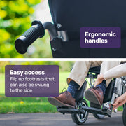 Electric Folding Wheelchair, Wide Bariatric Chair Seat, Comfortable for S-XL, Long Range, Lithium Battery, Black/Grey