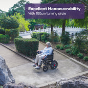 Electric Folding Wheelchair, Wide Bariatric Chair Seat, Comfortable for S-XL, Long Range, Lithium Battery, Black/Grey