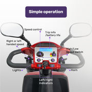 LeisureCruise Extra Large-Sized, High Power, 182kg Capacity Mobility Scooter  - Red