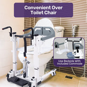 4in1 Patient Lift Transfer Chair, Easy Hydraulic Height Adjustment, Shower Compatible, Over Toilet, Removable Commode, for Seniors Elderly Disabled