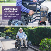 Electric Folding Wheelchair, Wide Bariatric Chair Seat, Comfortable for S-XL, Long Range, Lithium Battery, Black/Grey