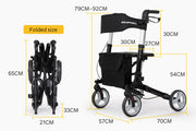 Foldable Aluminium Walking Frame Rollator with Bag and Seat Black