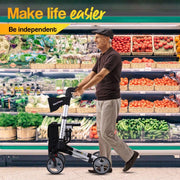 Rollator Walking Frame Walker Foldable Seat Mobility Aid Aluminium