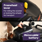 FreeLite+ Mid-Sized Foldable Electric Mobility Scooter, Lithium Battery, Long Range and Easy Charging, Grey