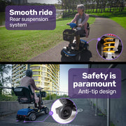 FreeRoam+ Mid-Sized Lithium Fast Easy Charge Mobility Scooter, Blue