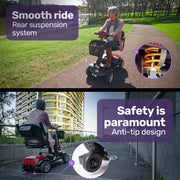 FreeRoam+ Mid-Sized Lithium Fast Easy Charge Mobility Scooter, Red