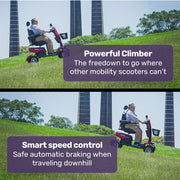 ProRider Ultra Large-sized, High Power, Strong Climber, Varied Terrain, 200kg Capacity Mobility Scooter - Red