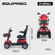 ProRider Ultra Large-sized, High Power, Strong Climber, Varied Terrain, 200kg Capacity Mobility Scooter - Red