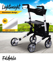 Rollator Walking Frame Walker Foldable Seat Mobility Aid Aluminium