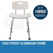 Adjustable Height Shower Chair Seat with Hand Shower Head Holder