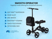 Premium Knee Walker Scooter, WideTrak steering, Suspension, Disc Brakes, Black