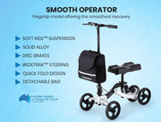 Premium Knee Walker Scooter, WideTrak steering, Suspension, Disc Brakes, Silver